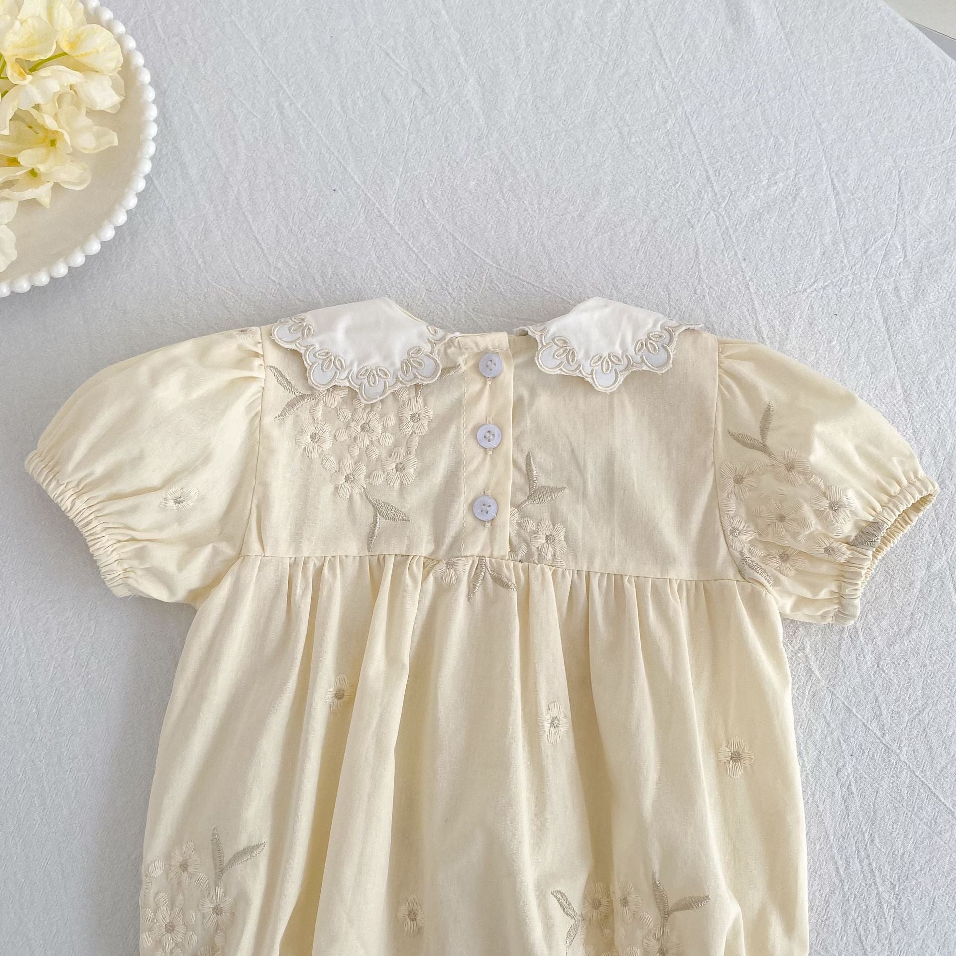 （Pre Order 2 Weeks）Sisters Floral Embroidery Baby Collar Dress&Romper
