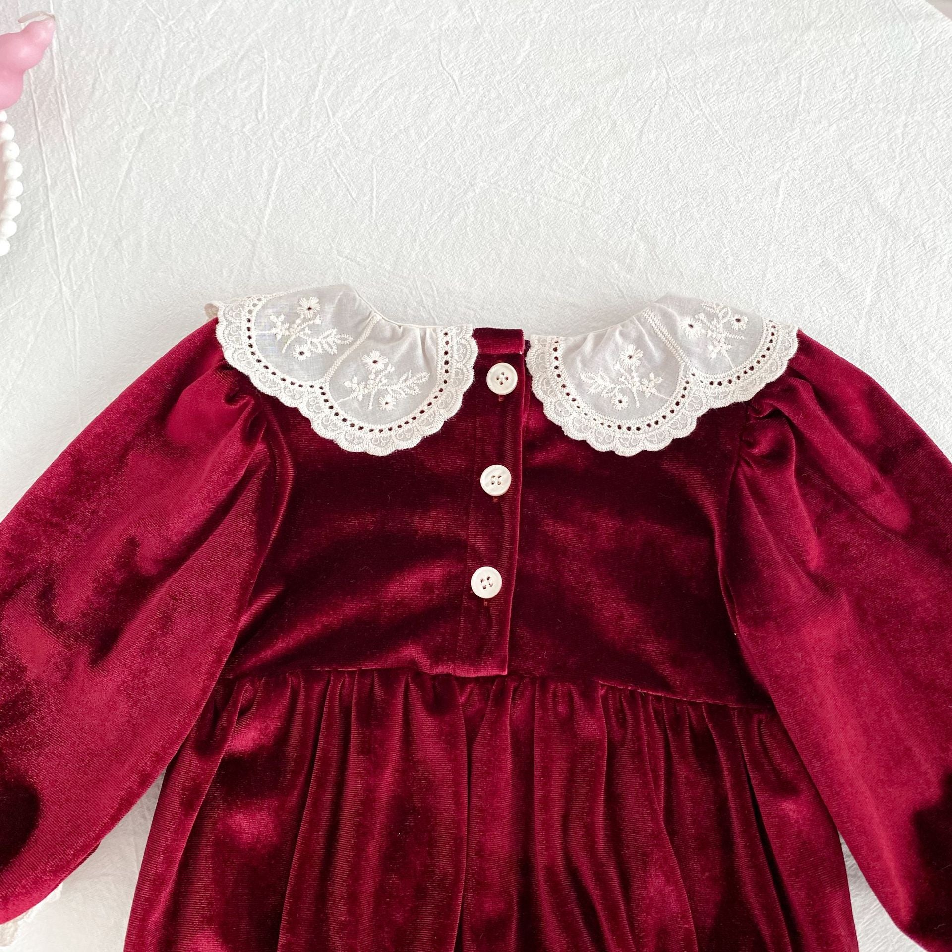 （Pre Order 2 Weeks）Sisters Red Velvet Smocked Dress&Romper