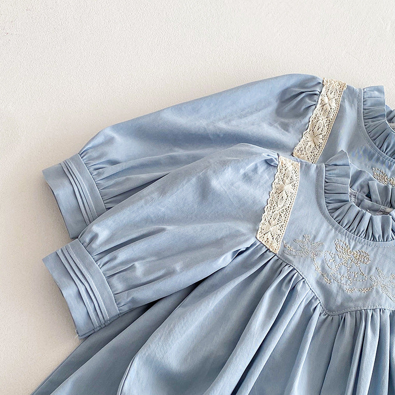 （Pre Order 2 Weeks）Sisters Fall Embroidery Ruffle Collar Dress&Romper