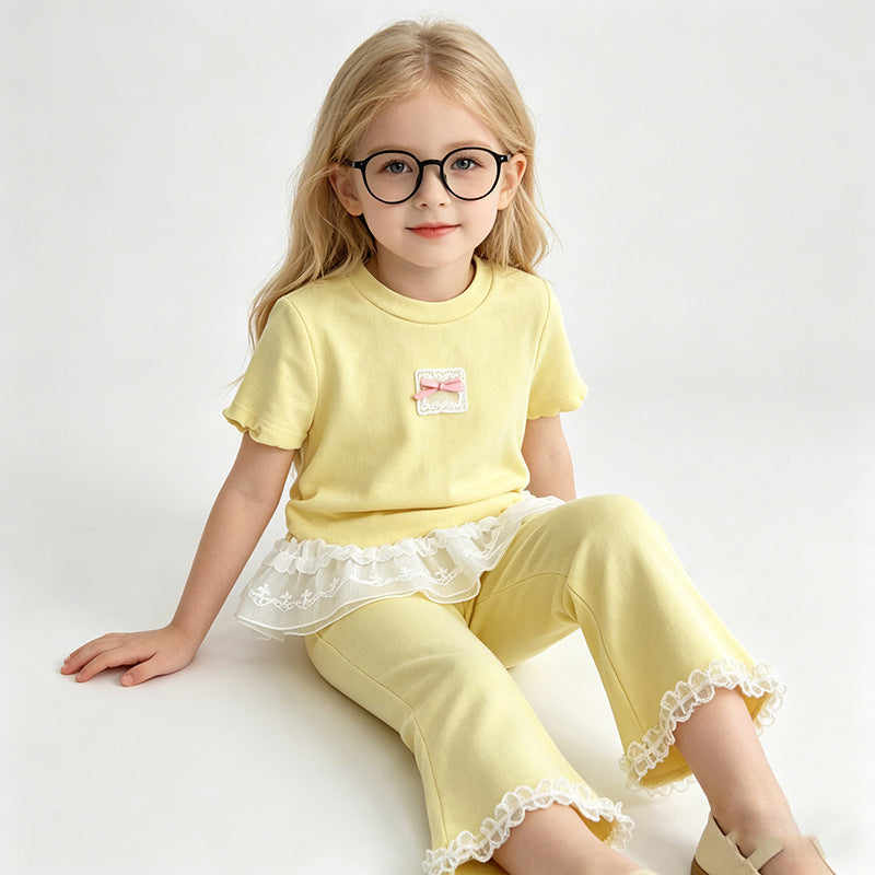 （In Production）Girls Summer Ruffled Lace Outfit Set