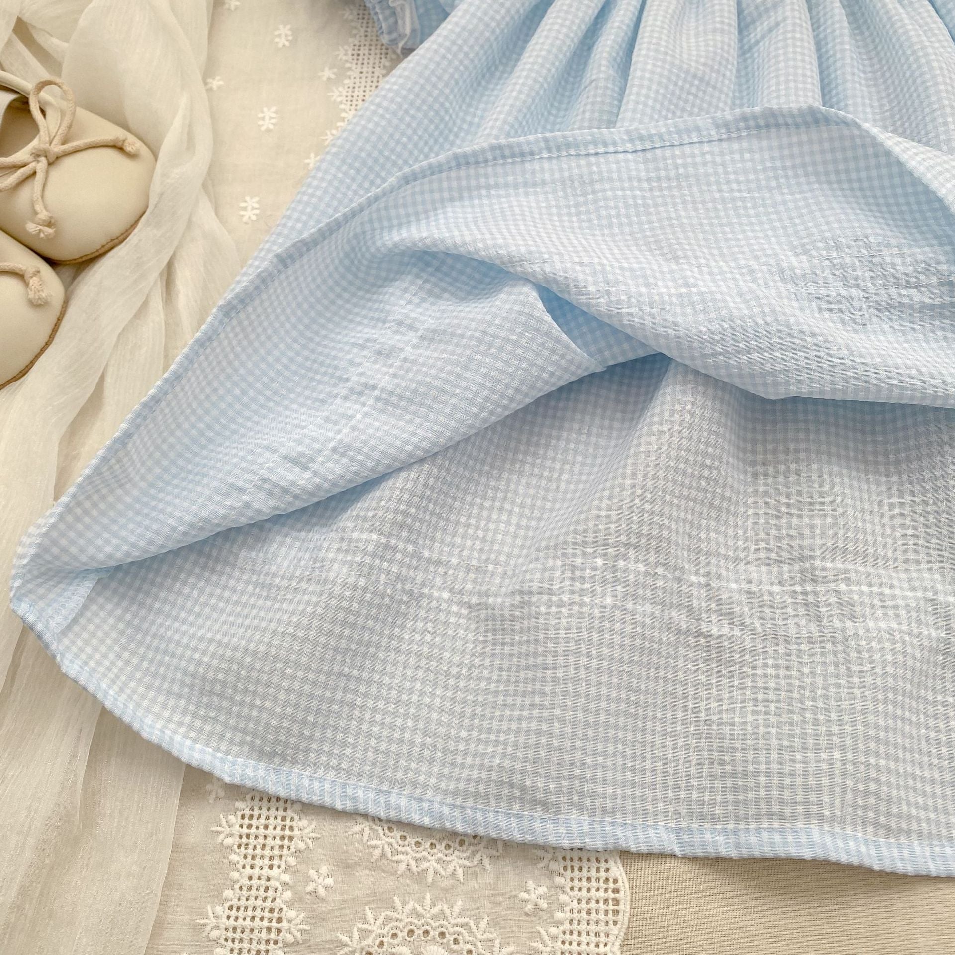 （In Production）One Pack(5 Pieces total)Sale Girls Scallop Embroidery Dress