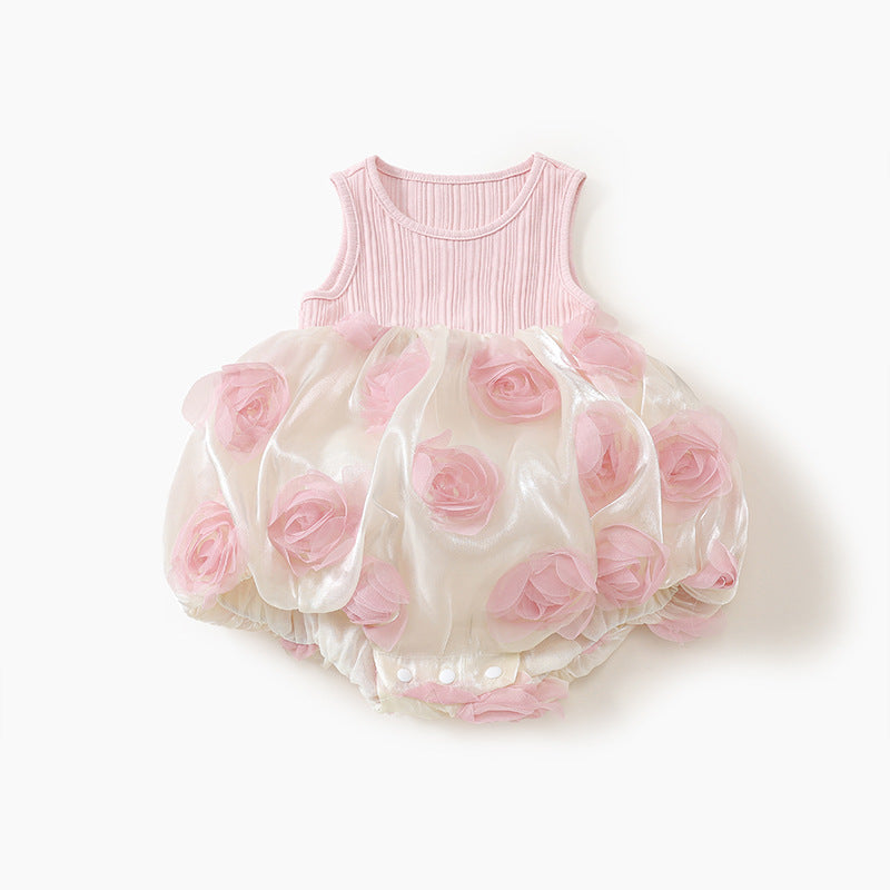 （In Production）Girls Rose Shaped Tulle Romper