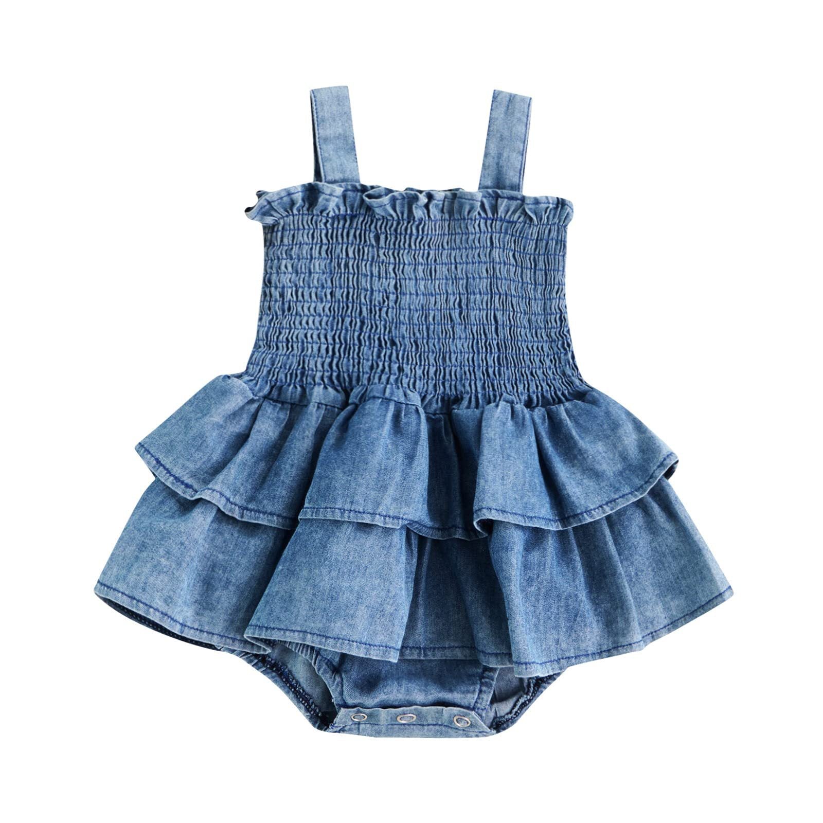 （In Production）Toddler Girls Spring&Summer Denim Smocked Romper