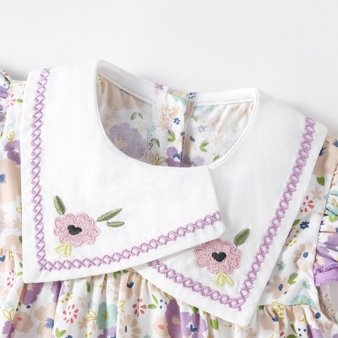 （Pre Order 2 Weeks）Toddler Girls Floral Embroidery Romper