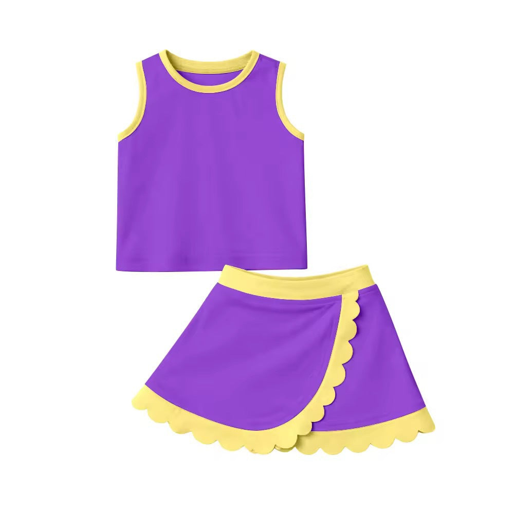 （In Production）Girls Spring&Summer Yoga Scallop Skort Set