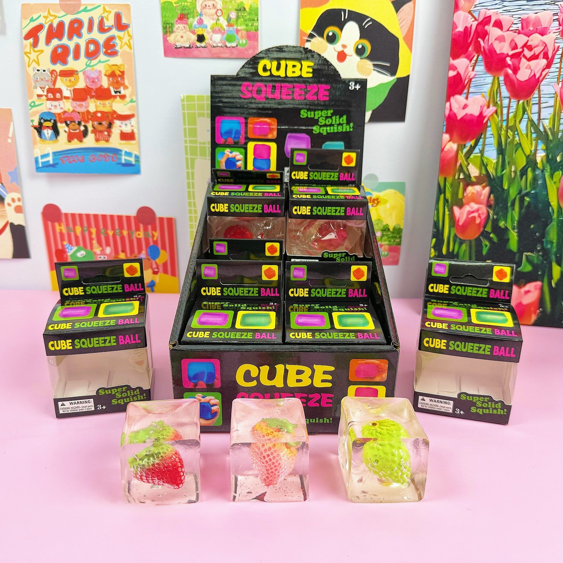 （Pre Order）Squishy Squeeze Fruit Cube Toy