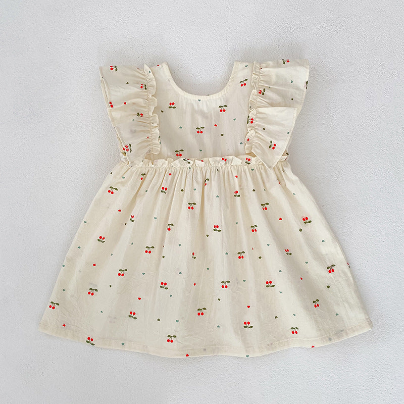 （In Production）Sisters Spring&Summer Cherry Print Dress,Romper