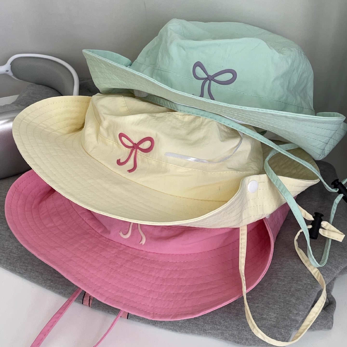 （Pre Order）Adults Summer Bow Embroidery Breathable Fisherman Hat