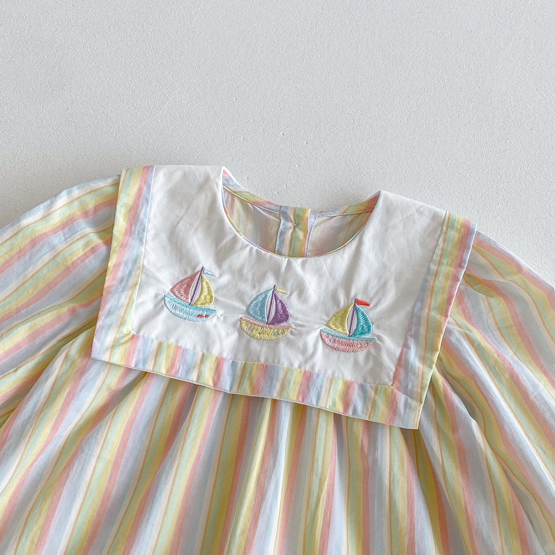 （Pre Order 2 Weeks）Girls Fall Embroidery Stripe Dress