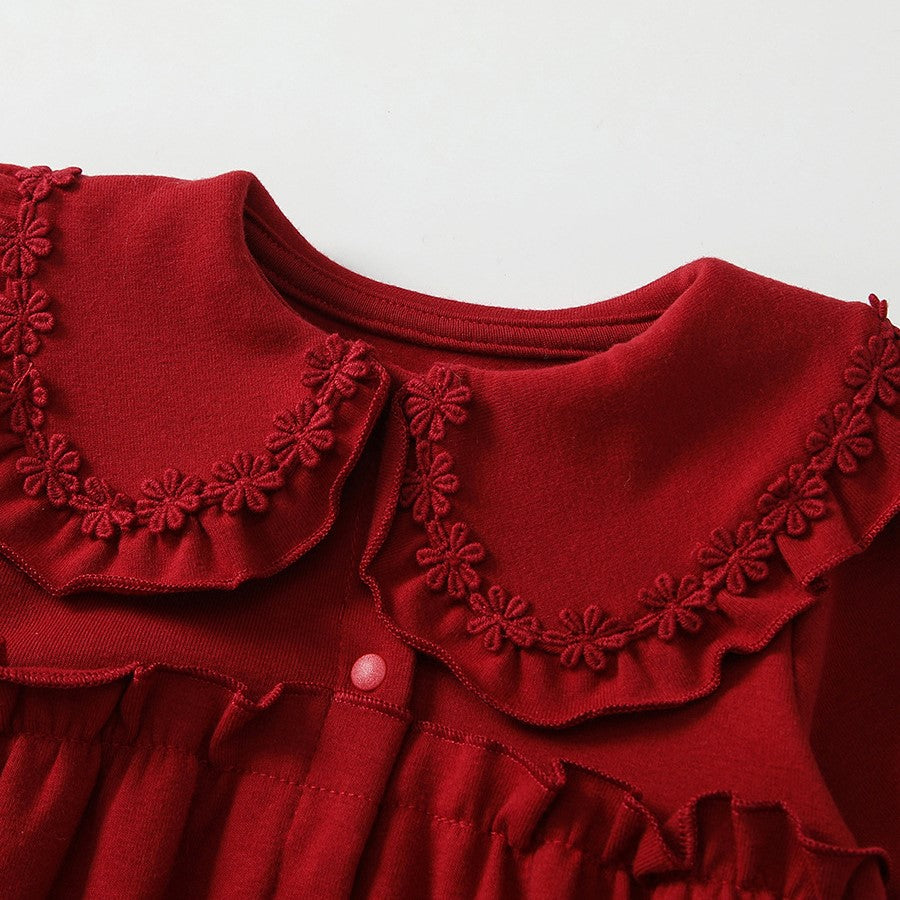 （In Production）Toddler Girls Christmas Cotton Romper with Hat