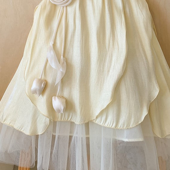 （In Production）Girls Spring&Summer Floral Mesh Halter Dress