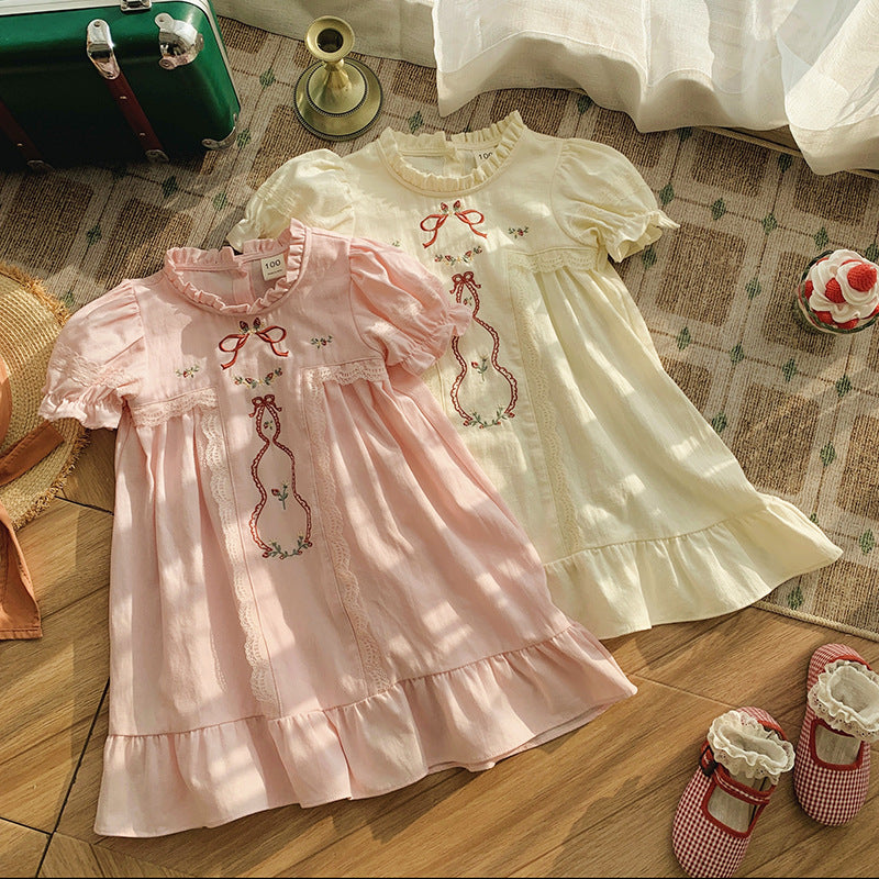 （In Production）Girls Spring&Summer Strawberry Embroidery Ruffle Dress