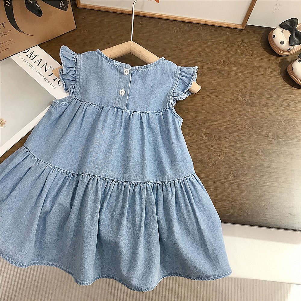 （In Production）Girls Spring&Summer Heart Denim Dress
