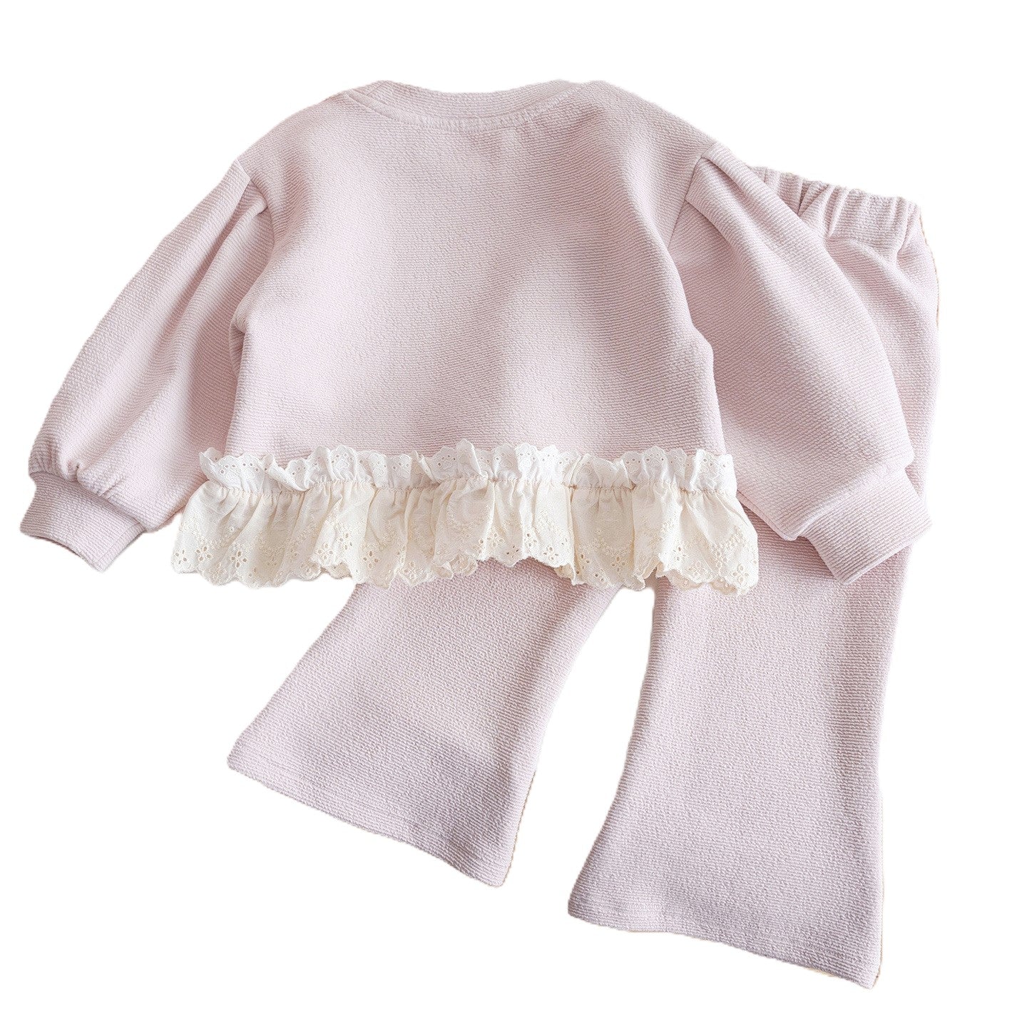 （In Production）Girls Fall&Winter Bow Ruffle Sweatshirt Suit