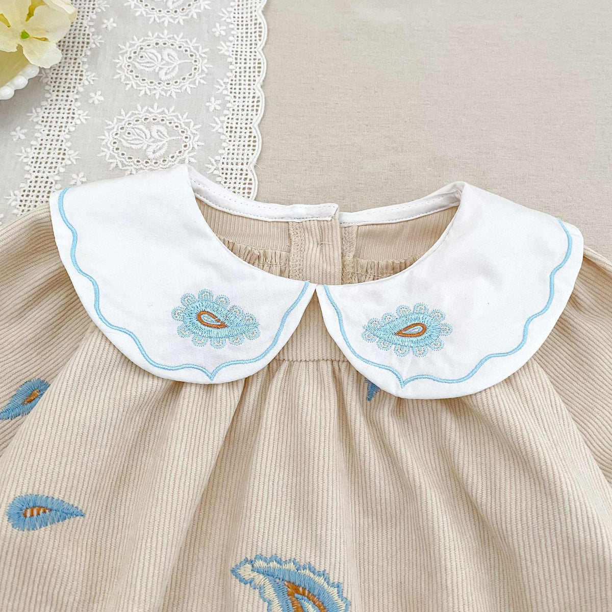 （Pre Order 2 Weeks）Sisters Fall Embroidery corduroy Dress&Romper