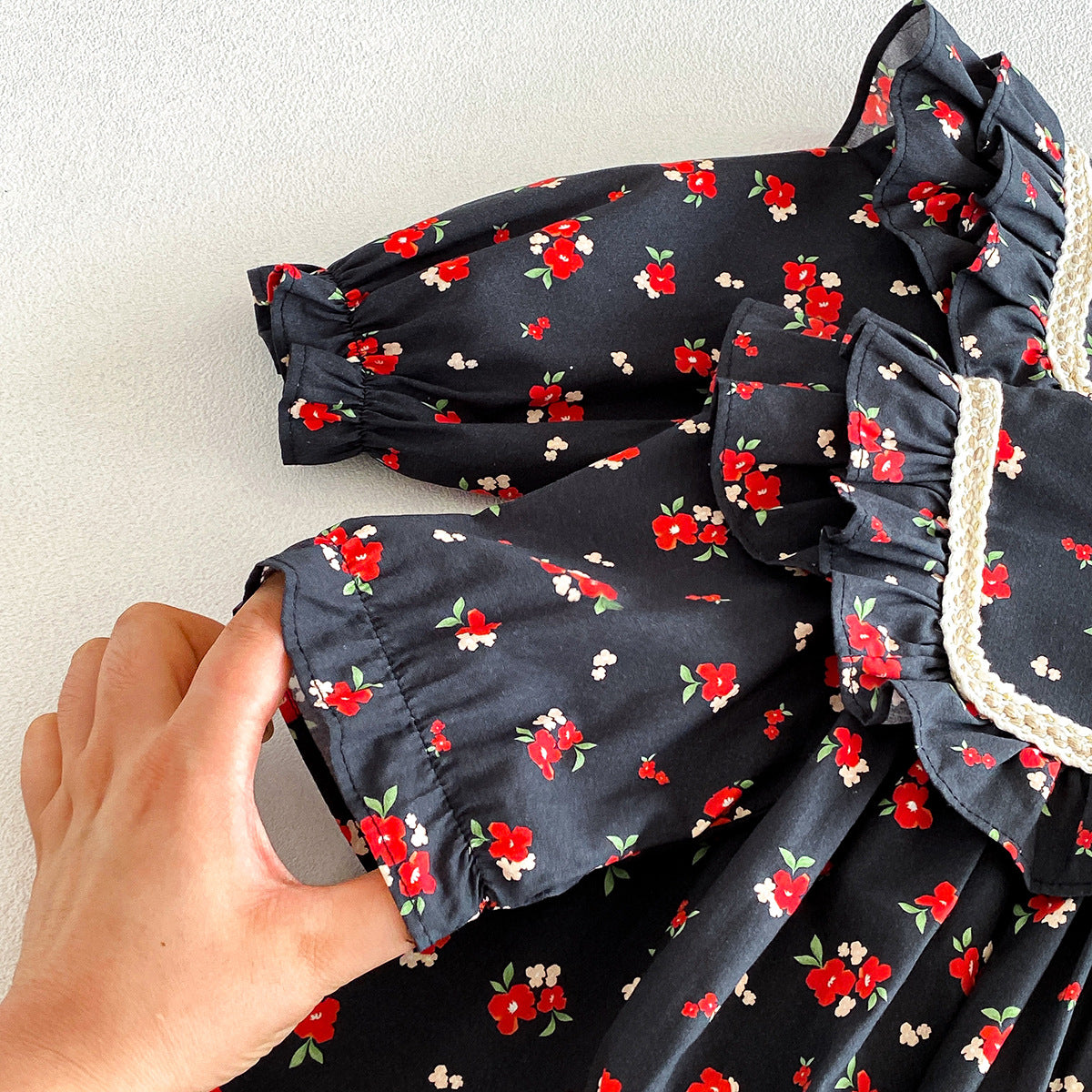 （Pre Order 2 Weeks）Sisters Fall Floral Print Ruffle Dress&Romper
