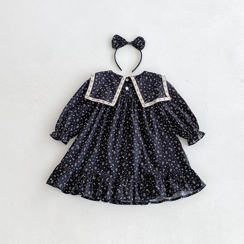 （In Production）Sisters Fall&Winter Floral Print Dress,Romper