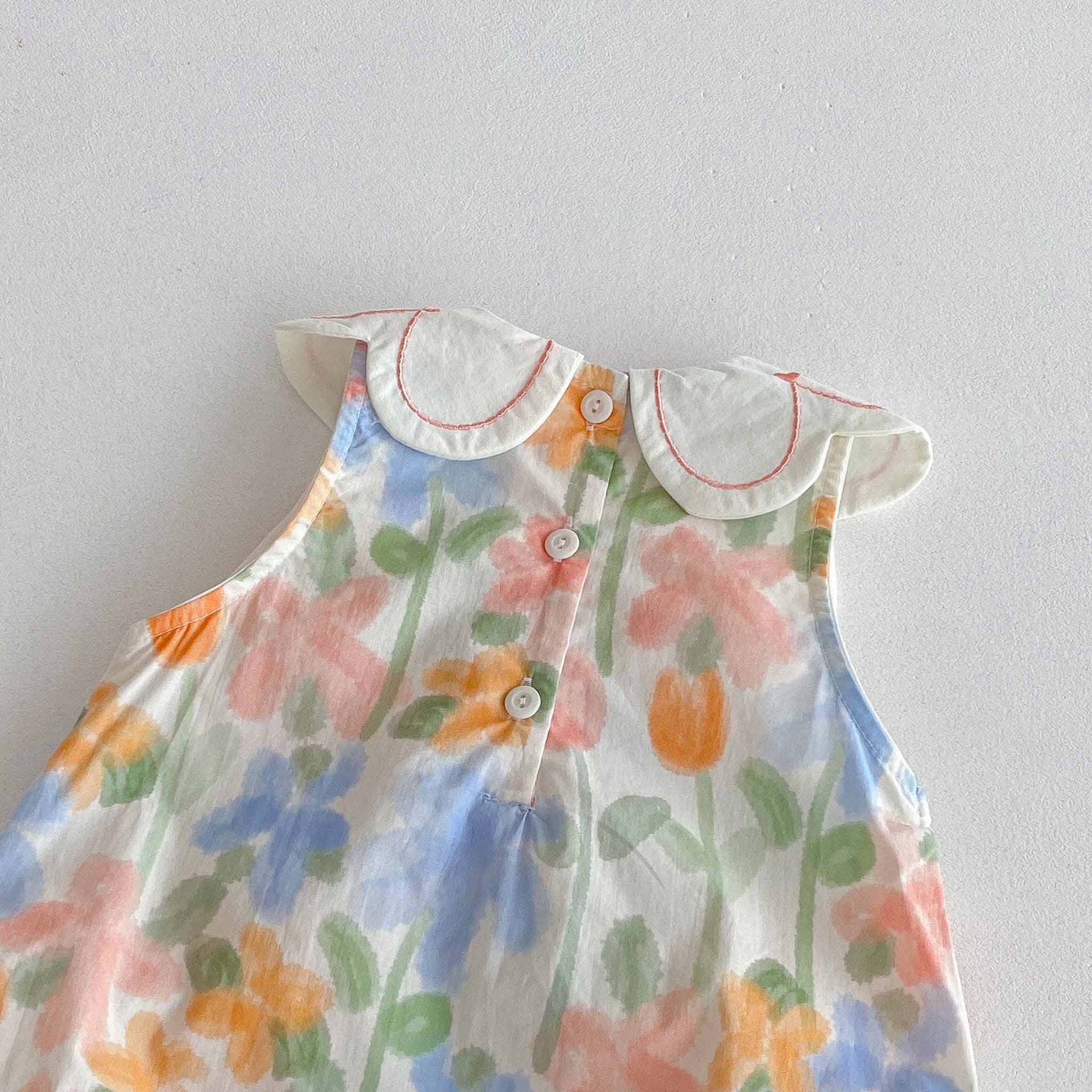 （Pre Order 2 Weeks）Toddler Girls Floral Print Scallop Collar Romper