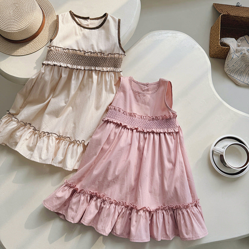 （In Production）Girls Spring&Summer Smocked Ruffle Sleeveless Dress