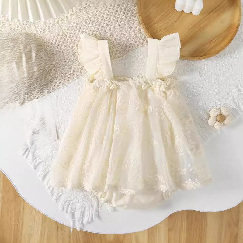 （In Production）Toddler Girls Spring&Summer Lace Flying Sleeves Romper