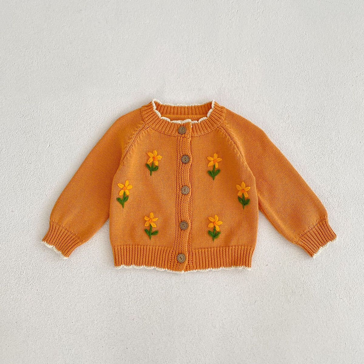 （Pre Order 2 Weeks）Kids Fall Floral Embroidery Sweater Cardigan
