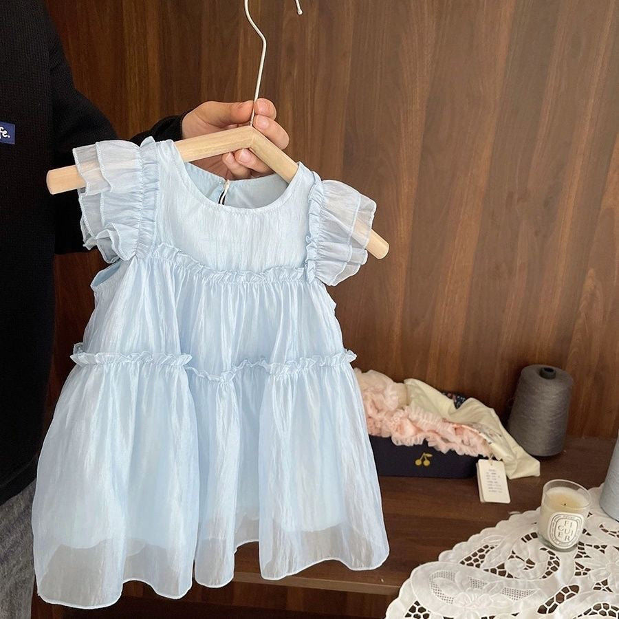 （In Production）Girls Spring&Summer Baby Blue Chiffon Dress