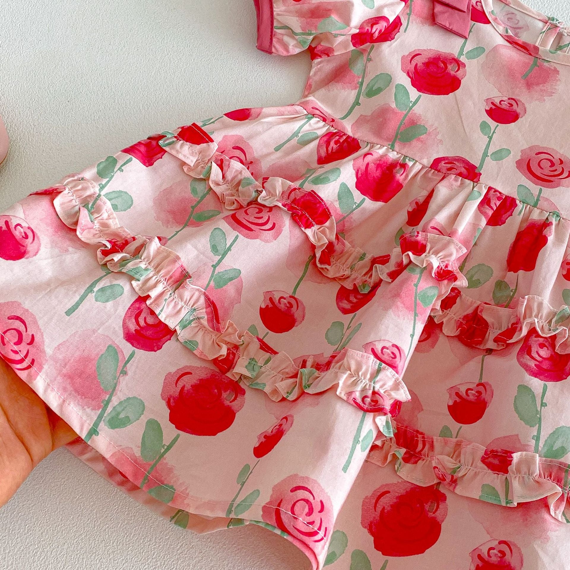 （Pre Order 2 Weeks）Girls Fall Floral Print Puff Sleeves Dress