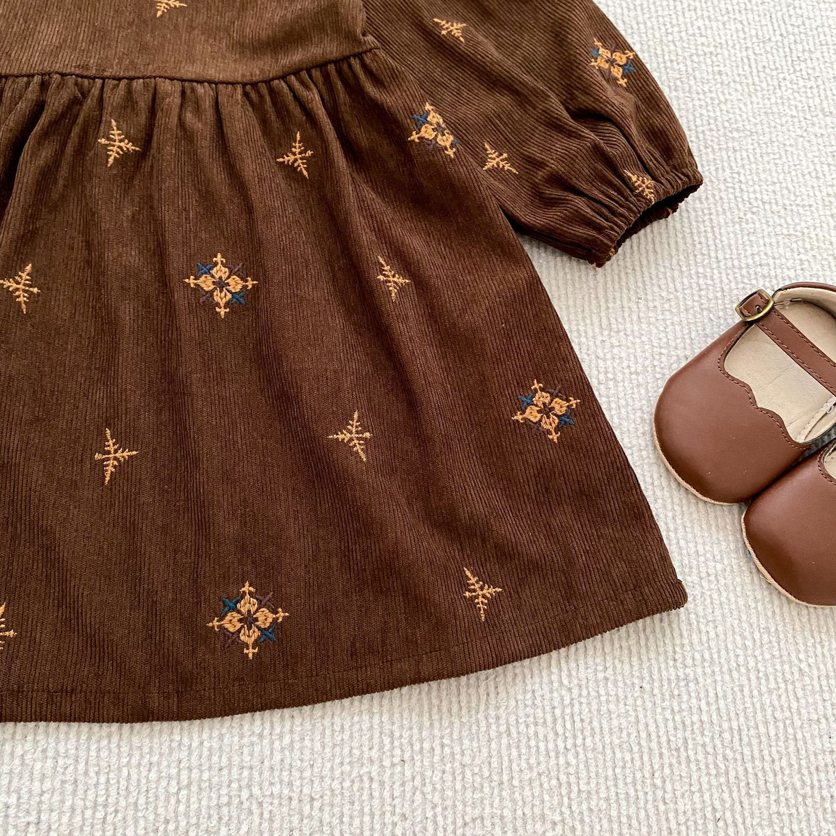 （Pre Order 2 Weeks）Sisters Fall Embroidery Corduroy Dress&Romper