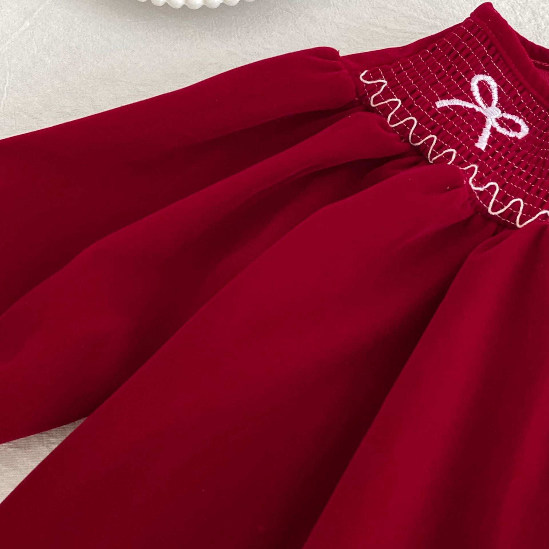 （Pre Order 2 Weeks）Sisters Bow Embroidery Smocked Dress&Romper