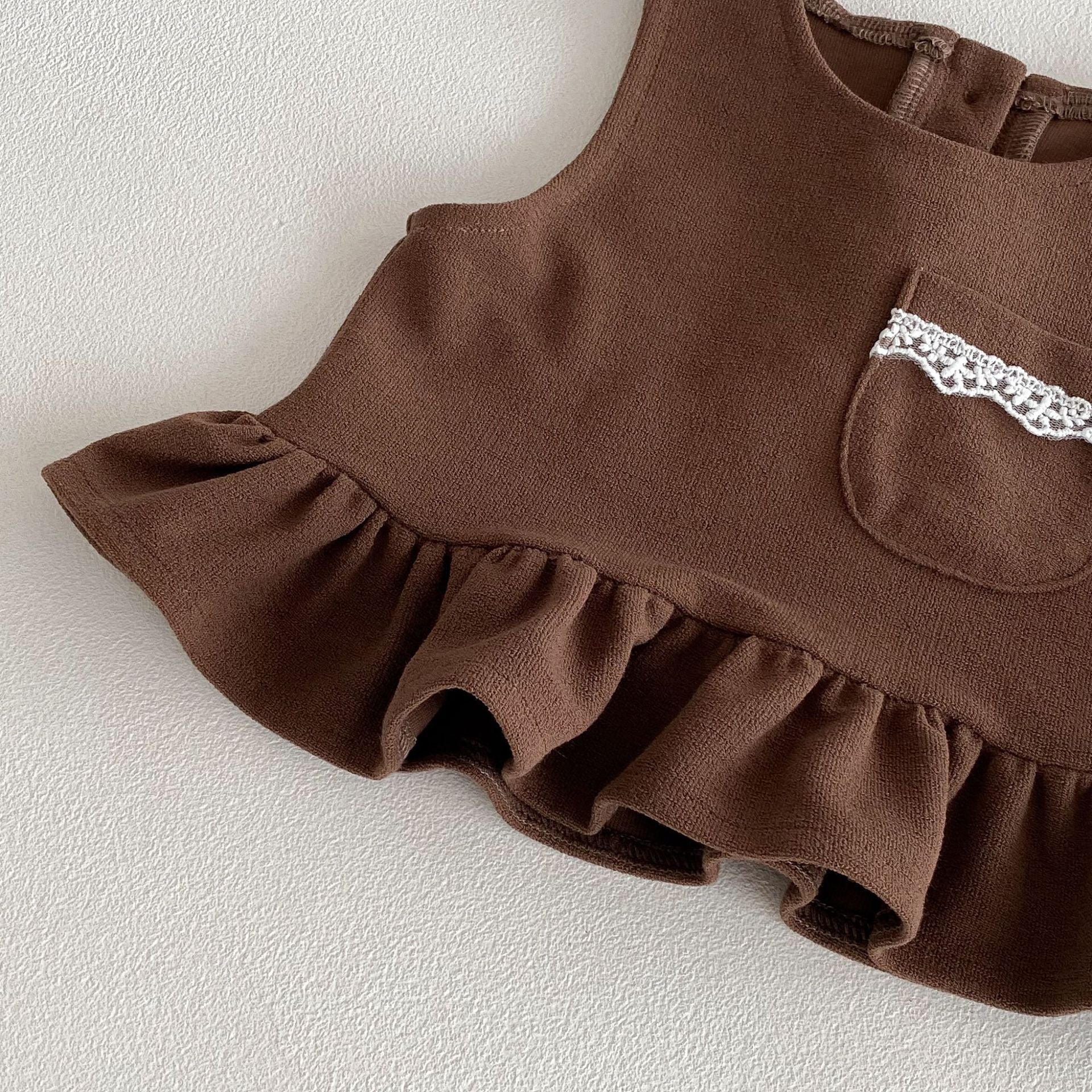 （Pre Order 2 Weeks）Girls Fall Brown Ruffle Outfit Set