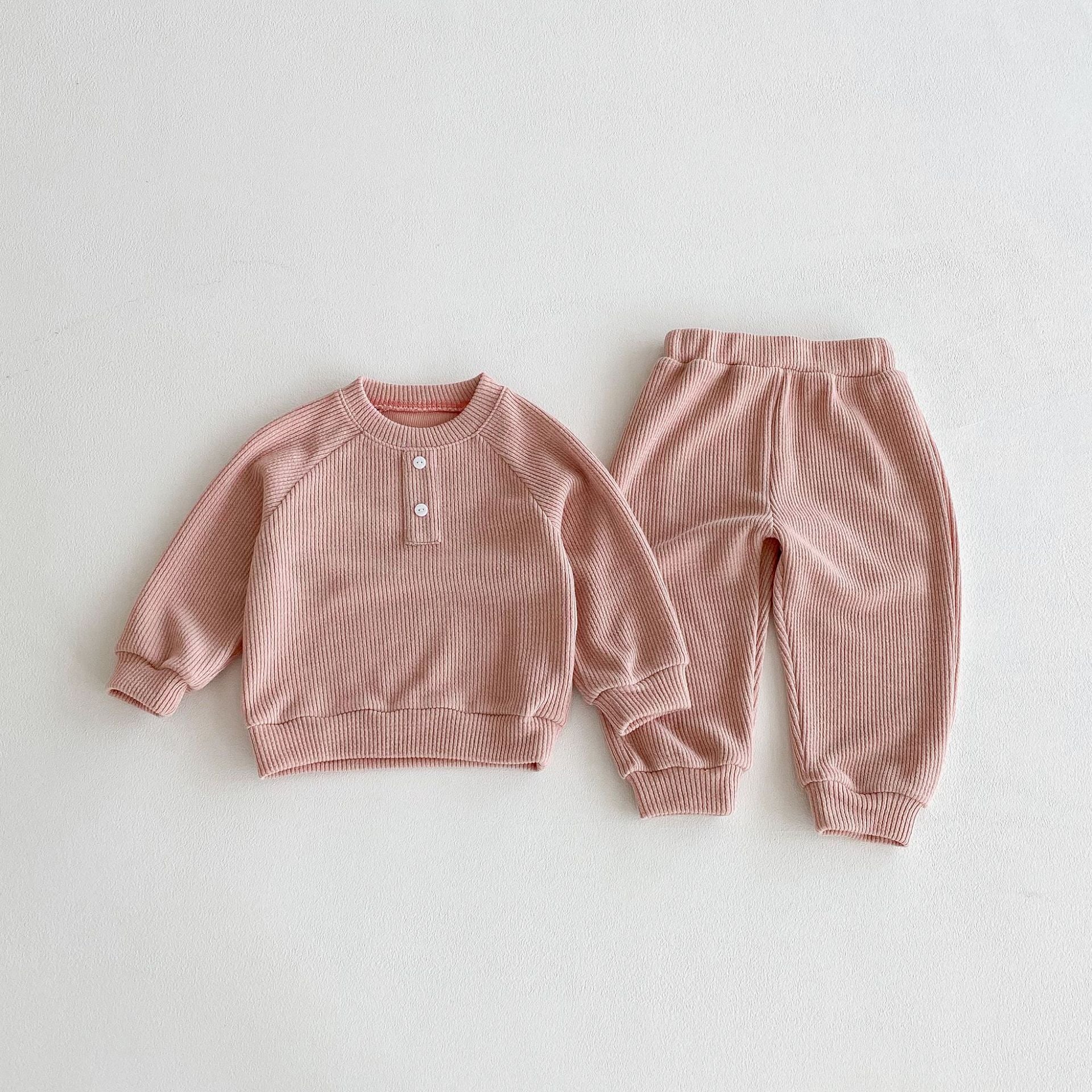 （Pre Order 2 Weeks）Girls Fall Solid Color Sweatshirt Set