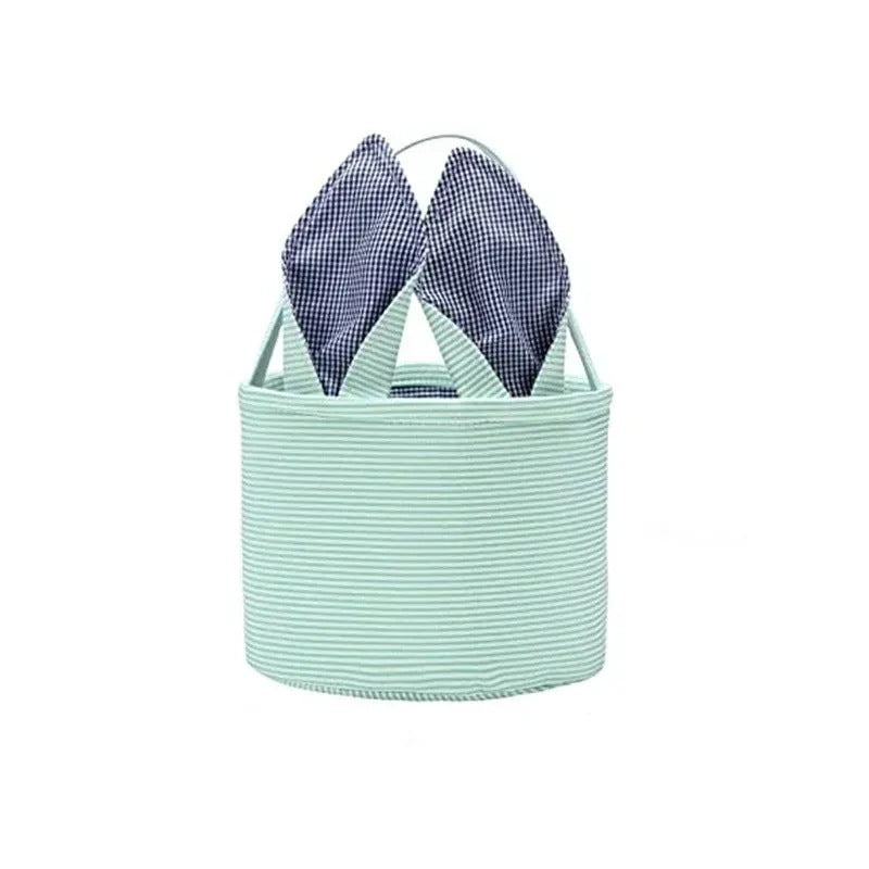 （Pre Order）Personalized Easter Bunny Basket with Name Embroidery - Customizable Fabric Tote for Kids