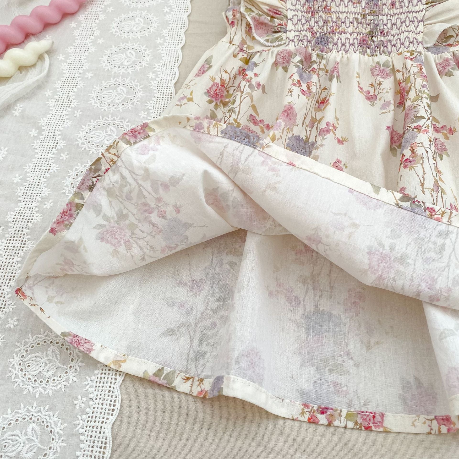 （In Production）Sisters Spring&Summer Floral Smocked Dress,Romper