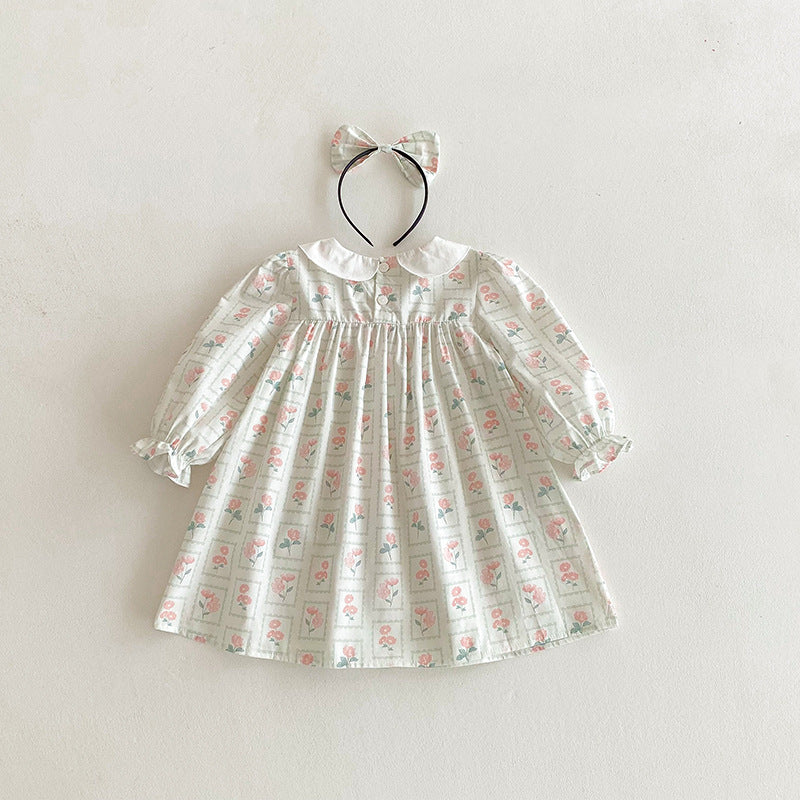 （In Production）Sisters Baby Collar Floral Print Dress&Romper
