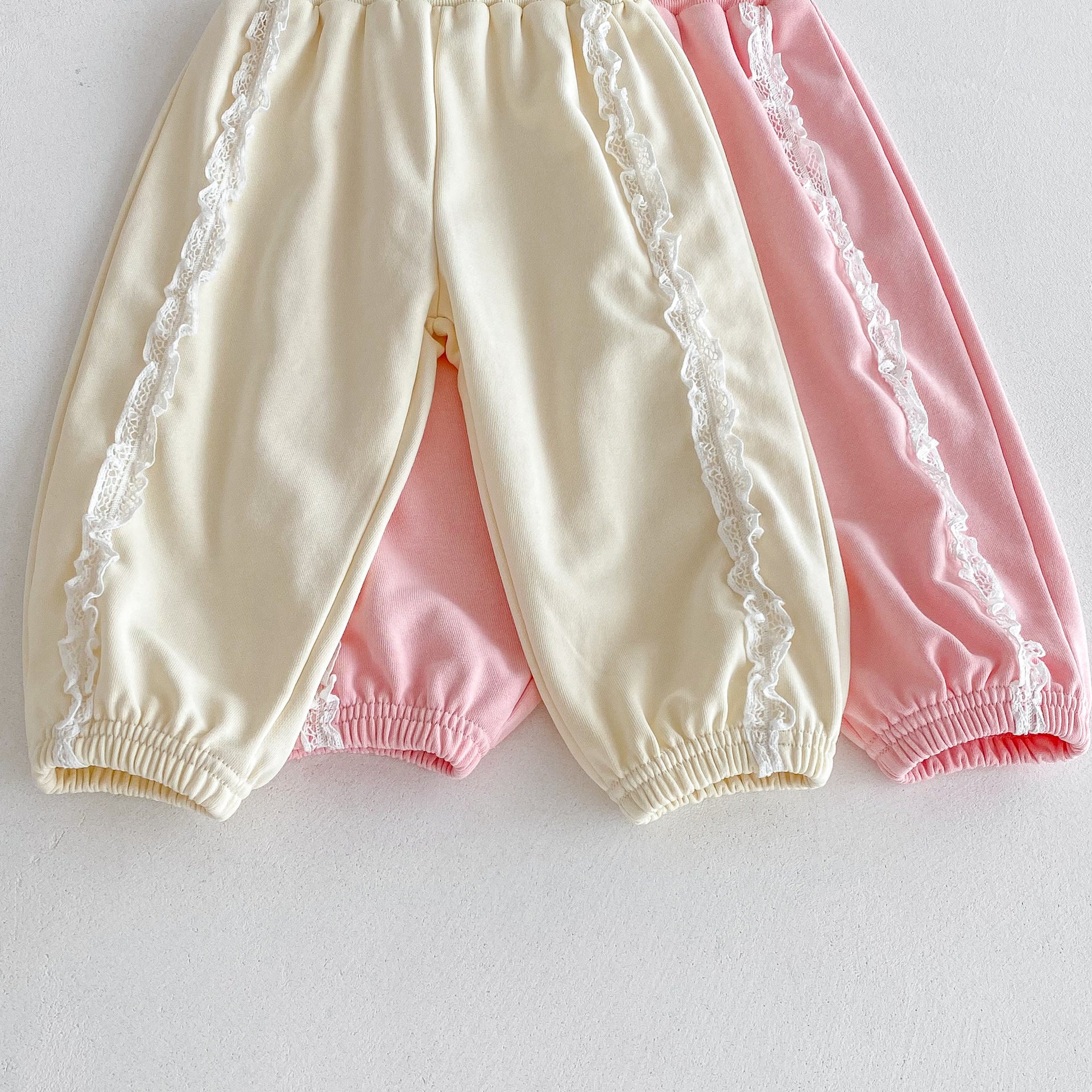 （Pre Order 2 Weeks）Girls Solid-color Lace Pullover Set
