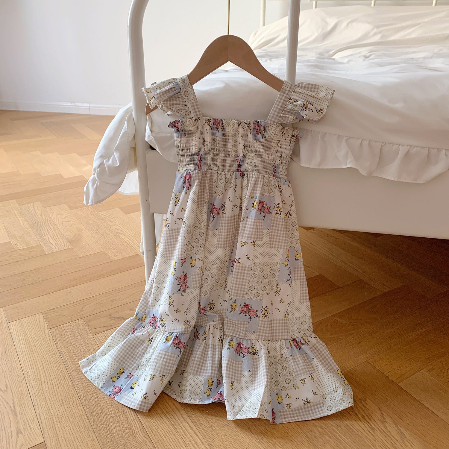（In Production）Girls Spring&Summer Print Smocked Dress