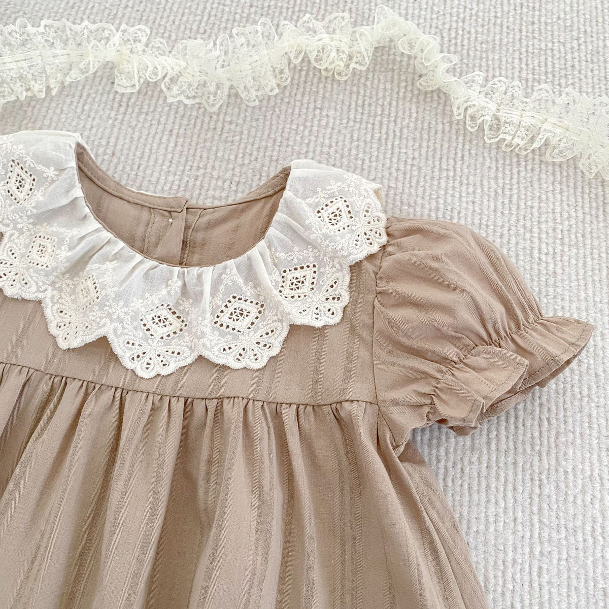 （Pre Order 2 Weeks）Sisters Fall Brown Lace Ruffle Dress&Bloomer Set