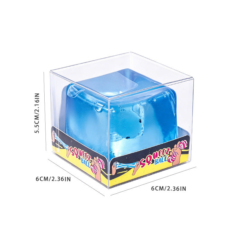 （Pre Order）Squishy Squeeze Cube Whale Toy