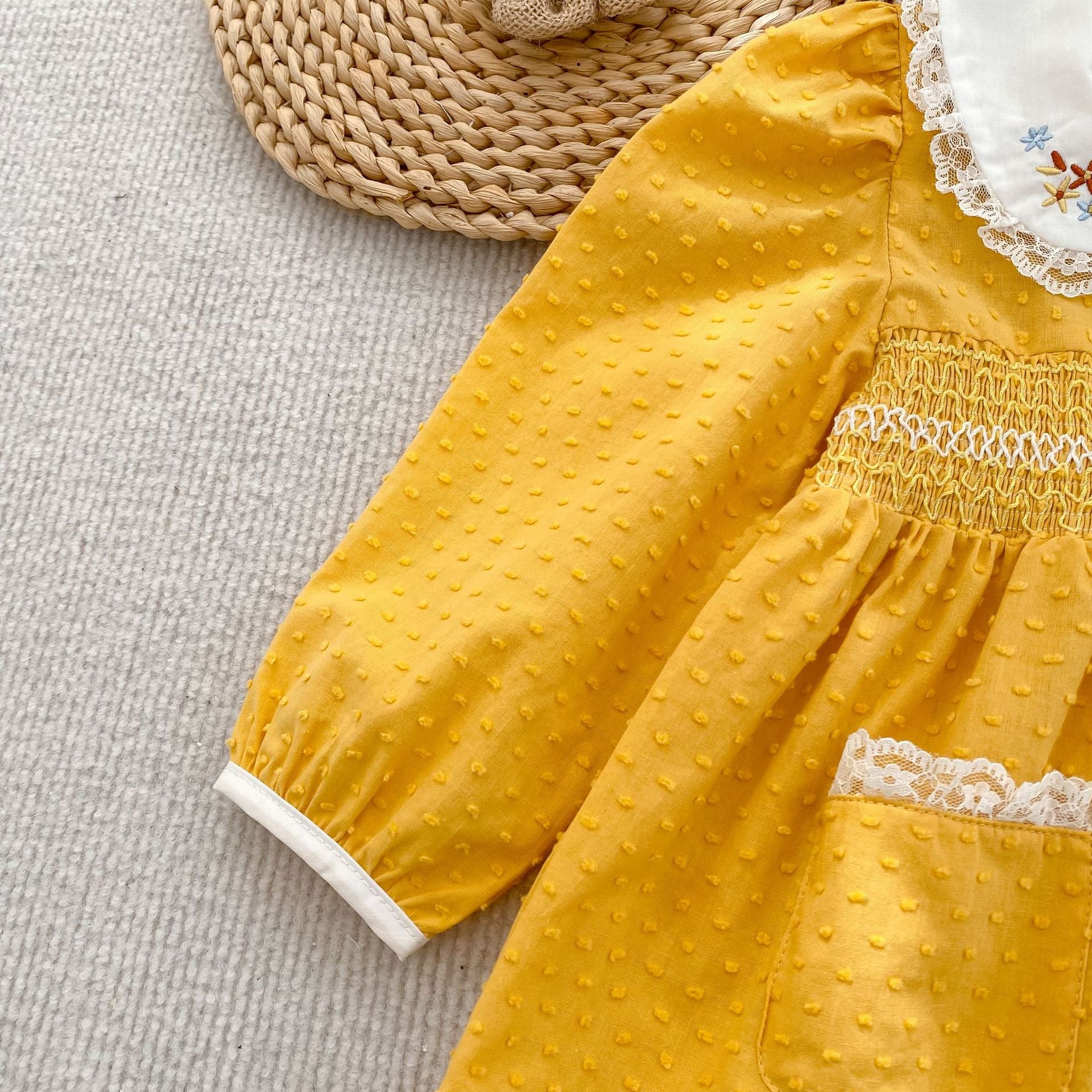 （Pre Order 2 Weeks）Sisters Fall Baby Collar Smocked Dress&Romper