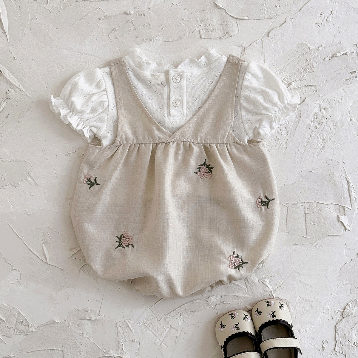 （In Production）One Pack(5 Pieces total)Sale Toddler Girls Summer Floral Embroidery Bloomer Set