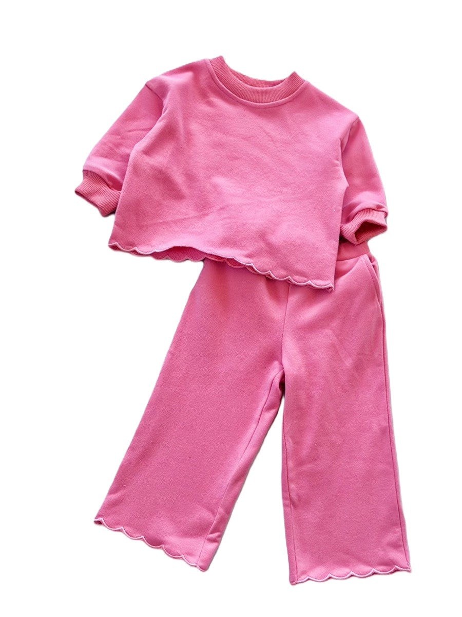 （In Production）Girls Fall&Winter Solid Color Cotton Sweatshirt Set