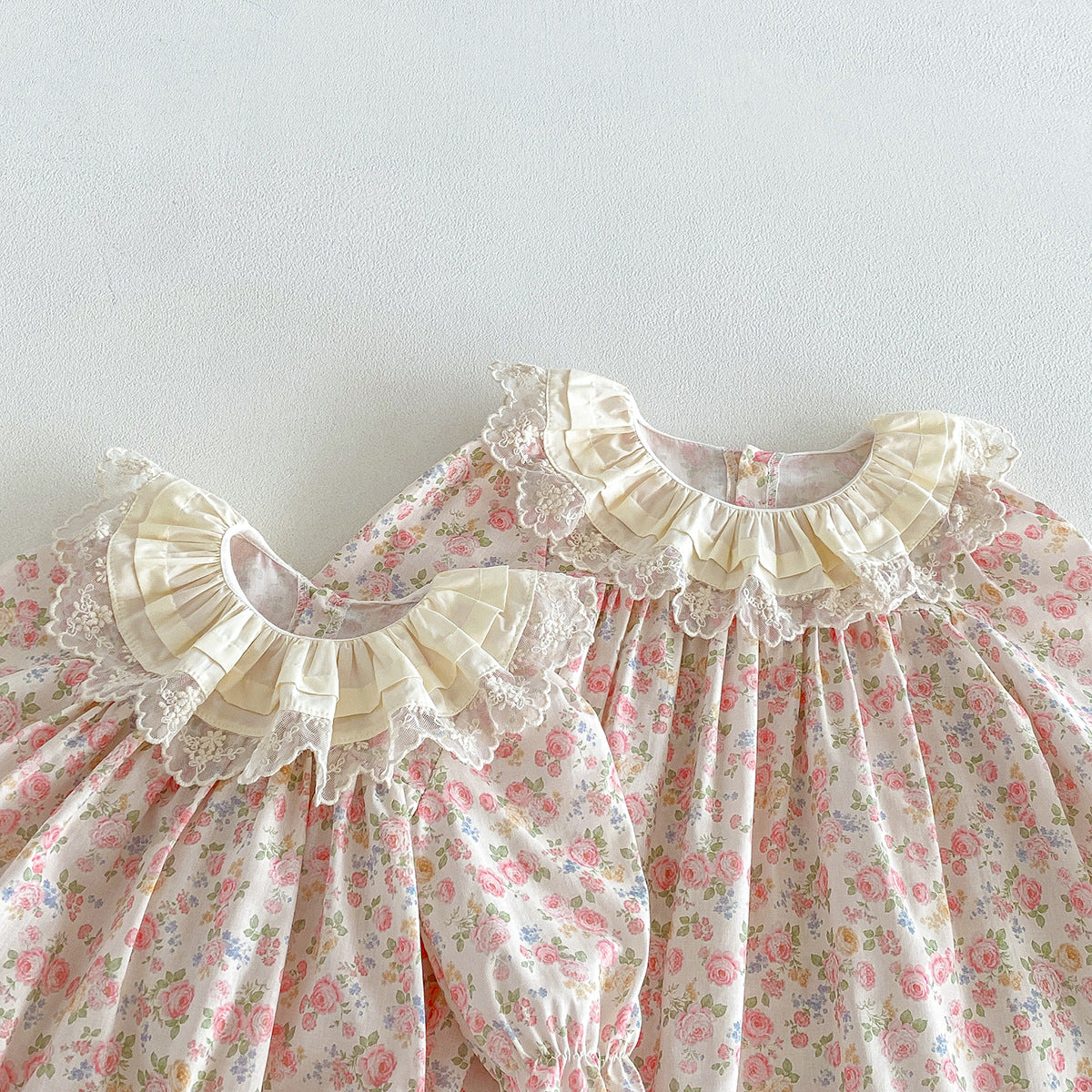 （Pre Order 2 Weeks）Sisters Fall Floral Lace Collar Dress&Romper