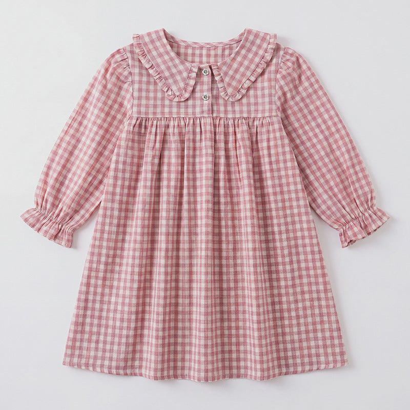 （Pre Order 2 Weeks）Girls Fall Long Sleeves Plaid Dress