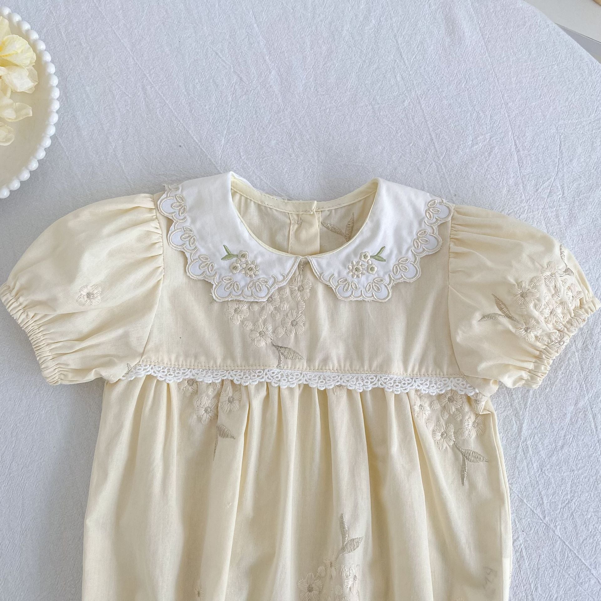 （Pre Order 2 Weeks）Sisters Floral Embroidery Baby Collar Dress&Romper