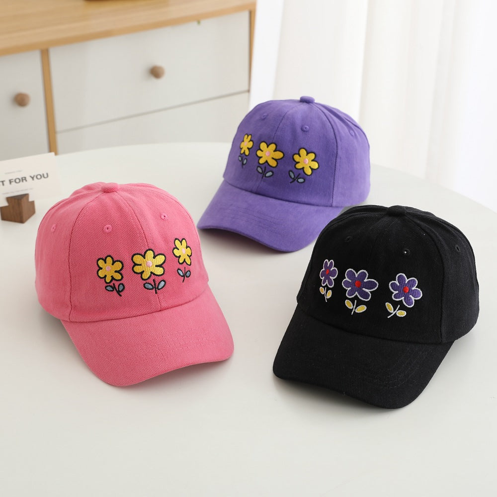 （Pre Order）Girls Spring&Summer Floral Embroidery Baseball Cap