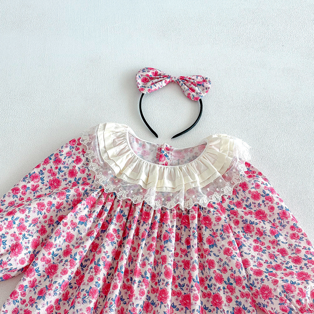 （Pre Order 2 Weeks）Sisters Fall Floral Lace Collar Dress&Romper