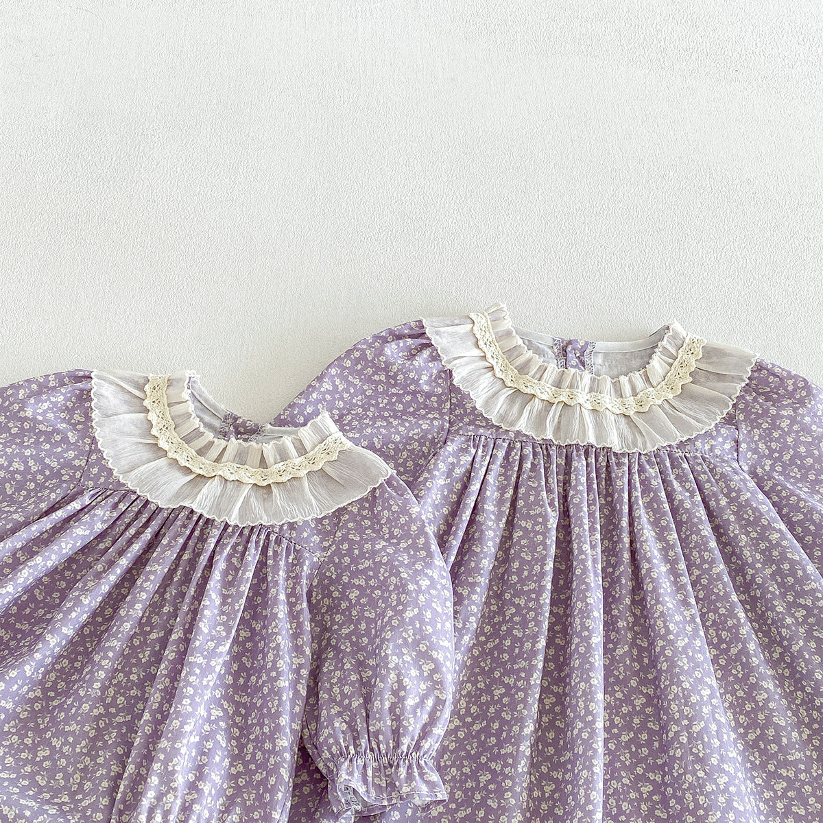 （Pre Order 2 Weeks）Sisters Fall Lavender Floral Lace Collar Dress&Romper