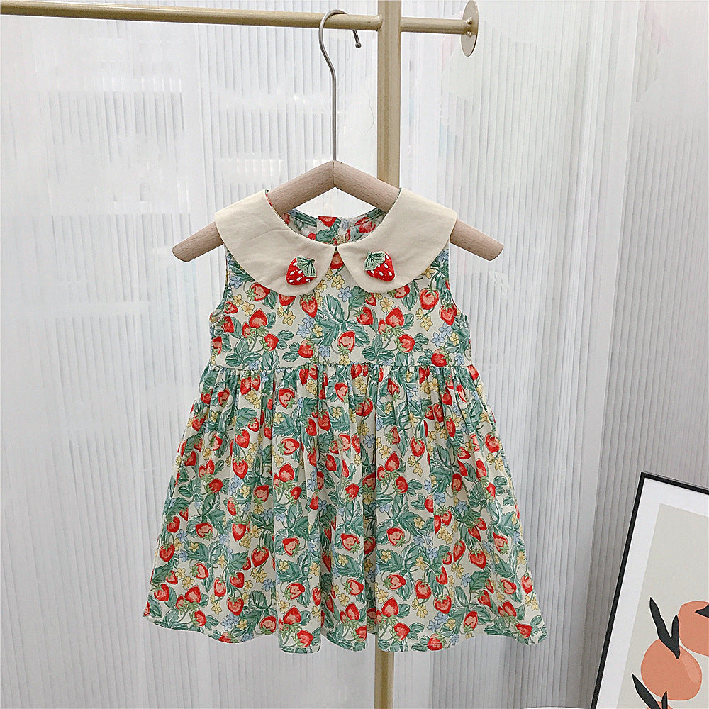 （In Production）Girls Spring&Summer Strawberry Doll Collar Dress