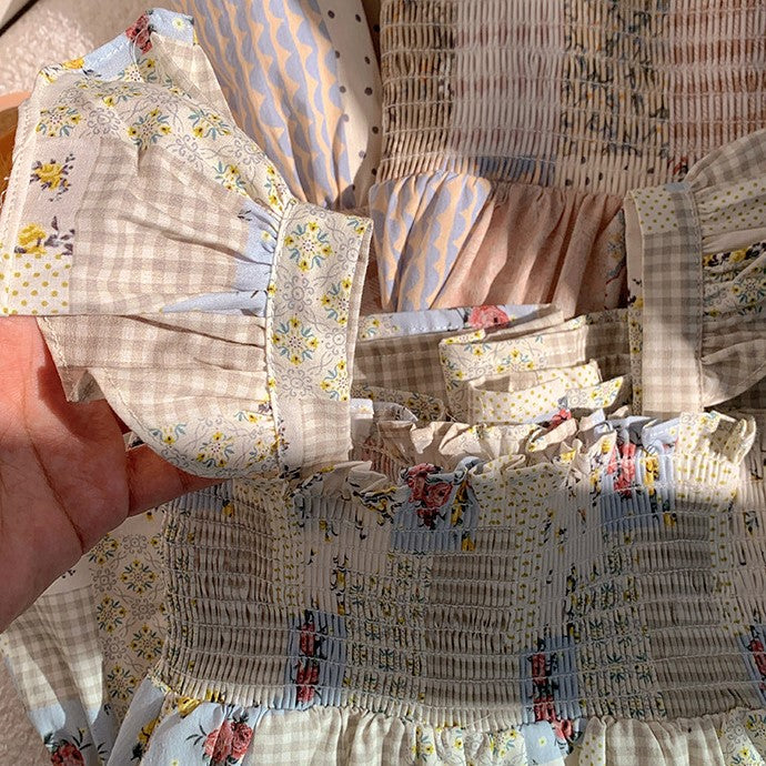 （In Production）Girls Spring&Summer Print Smocked Dress
