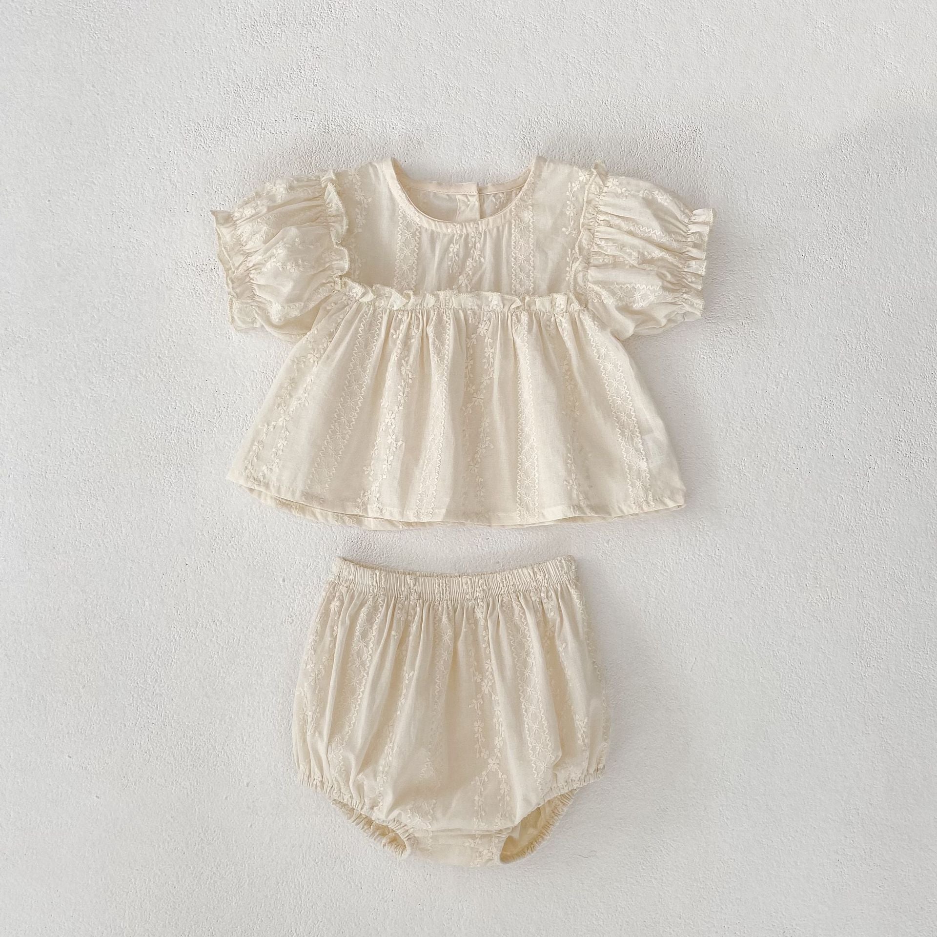 （Pre Order 2 Weeks）Toddler Girls Plaid&Embroidery Romper
